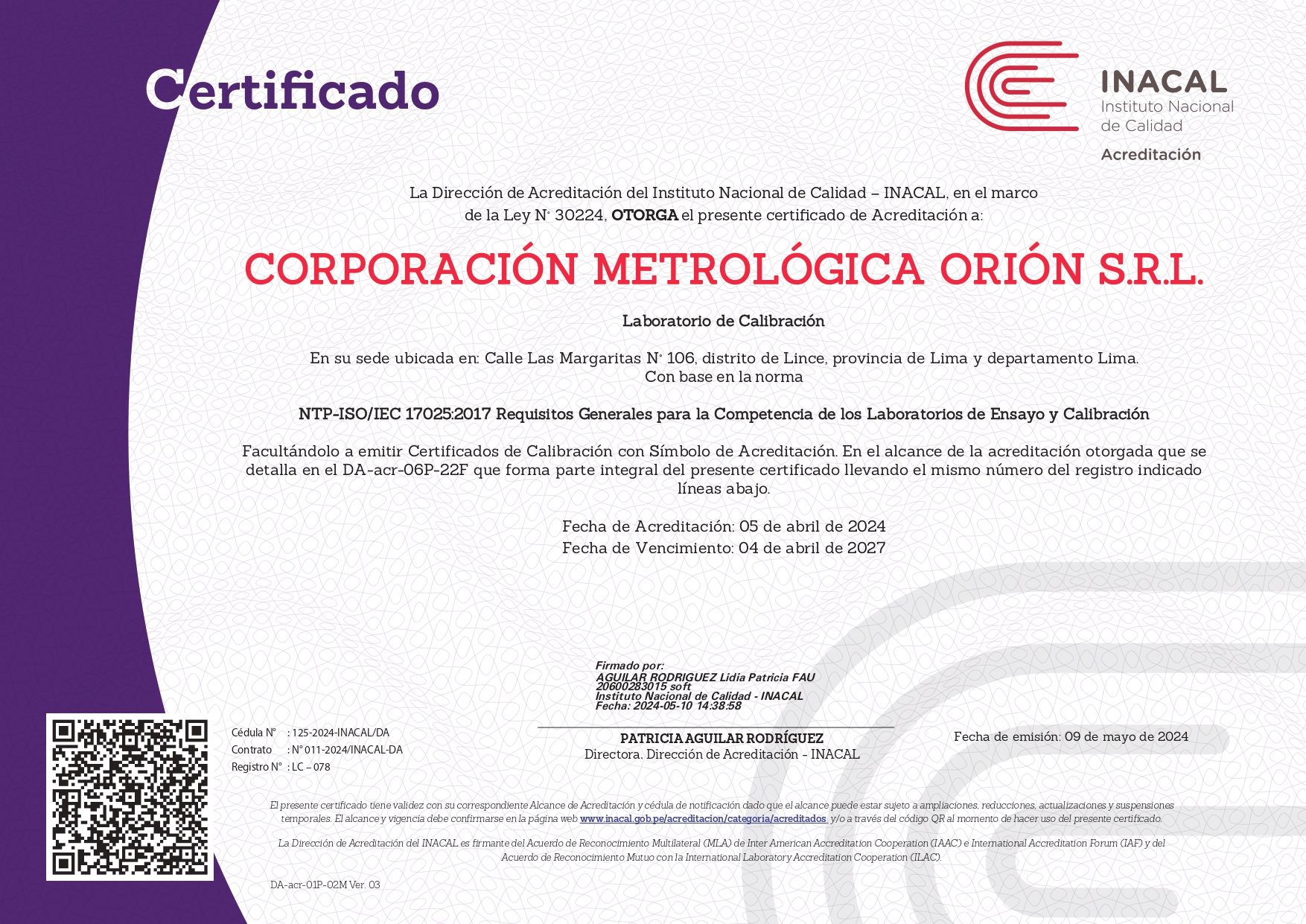 Certificado INACAL